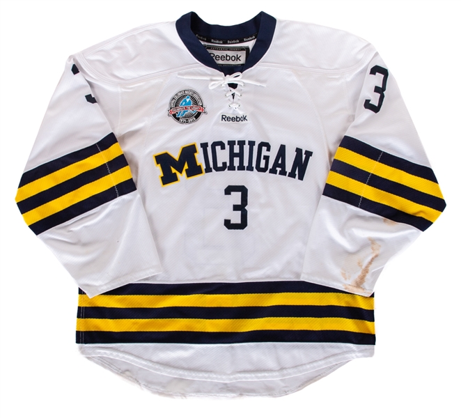 Mike Chiassons 2012-13 NCAA University of Michigan Wolverines Game-Worn Jersey with School COA - CCHA "Celebrate the Legacy" Patch!