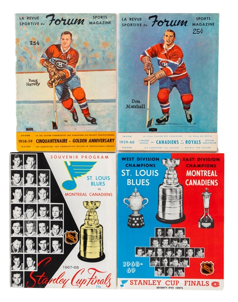 Montreal Canadiens 1959 to 1973 Stanley Cup Finals Programs (7) including Cup-Clinching Games for 1959 and 1969 