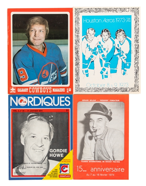 1974 Quebec Pee-Wee Tournament Program with Gretzky, 1970s WHA Programs and Hockey Newspapers