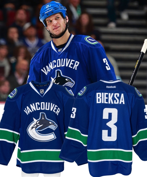 Kevin Bieksas 2012-13 Vancouver Canucks Game-Worn Jersey with Team COA - Photo-Matched!