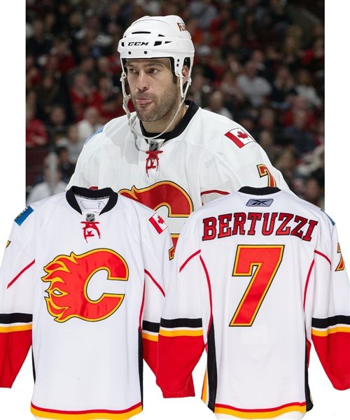 Todd Bertuzzis 2008-09 Calgary Flames Regular Season and Playoffs Game-Worn Jersey with MeiGray LOA - Photo-Matched!