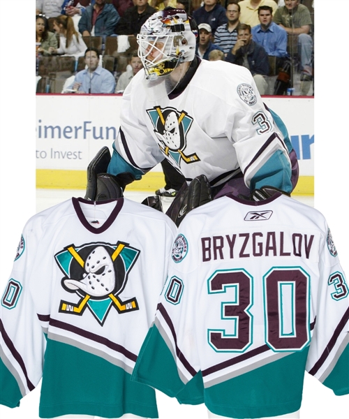 Ilya Bryzgalovs 2005-06 Mighty Ducks of Anaheim Game-Worn Rookie Season Jersey with MeiGray LOA  - Photo-Matched!