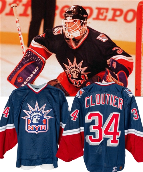 Dan Cloutiers 1997-98 New York Rangers  "Lady Liberty" Game-Worn Rookie Season Third Jersey with Team LOA and MeiGray COR - Photo-Matched!