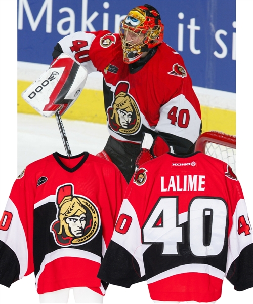 Patrick Lalimes 2003-04 Ottawa Senators Game-Worn Jersey with LOA - Roger Neilson Memorial Patch! - Photo-Matched!