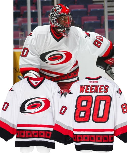 Kevin Weekes 2003-04 Carolina Hurricanes Signed Game-Worn Jersey with Team COA - Photo-Matched!