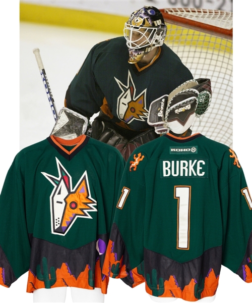 Sean Burkes 2001-02 Phoenix Coyotes Game-Worn Third Jersey with Team LOA and MeiGray COR - Photo-Matched!