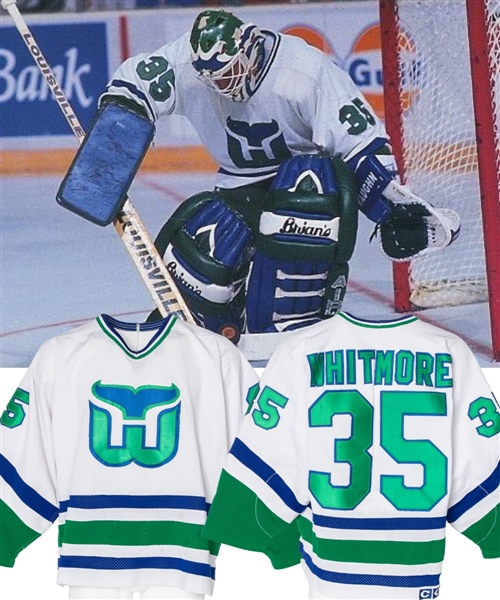 Kay Whitmores 1990-91 Hartford Whalers Game-Worn Jersey with LOA 