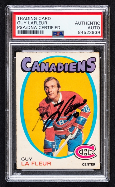 1971-72 O-Pee-Chee Signed Hockey Card #148 HOFer Guy Lafleur Rookie (PSA/DNA Certified Authentic Autograph)