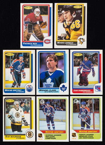 1986-87 O-Pee-Chee Hockey Near Complete Card Set (261/264) Including #53 HOFer Patrick Roy Rookie