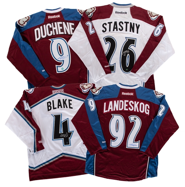 Rob Blake, Gabriel Landeskog, Paul Stastny and Matt Duchene Signed Colorado Avalanche Jerseys with COAs