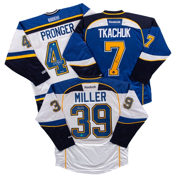 Chris Pronger, Keith Tkachuk and Ryan Miller Signed St. Louis Blues Jerseys with COAs 