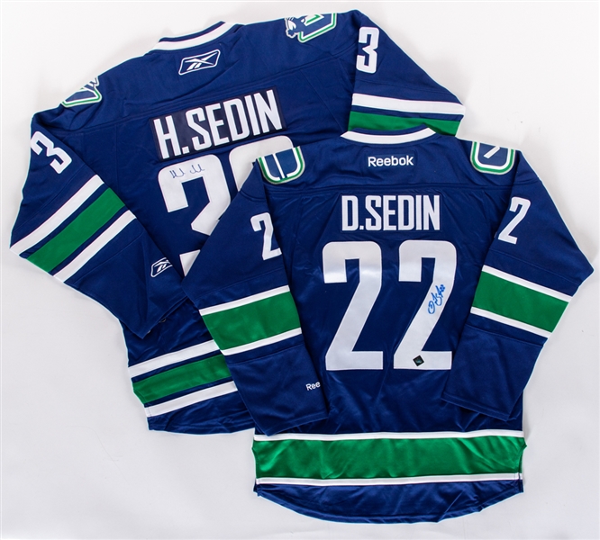 Daniel Sedin and Henrik Sedin Signed Vancouver Canucks Jerseys with COAs