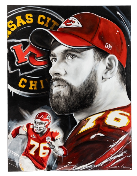 Laurent Duvernay-Tardif Kansas City Chiefs Original Acrylic Painting on Canvas by Jill "Devo" Fortin (36" x 48")