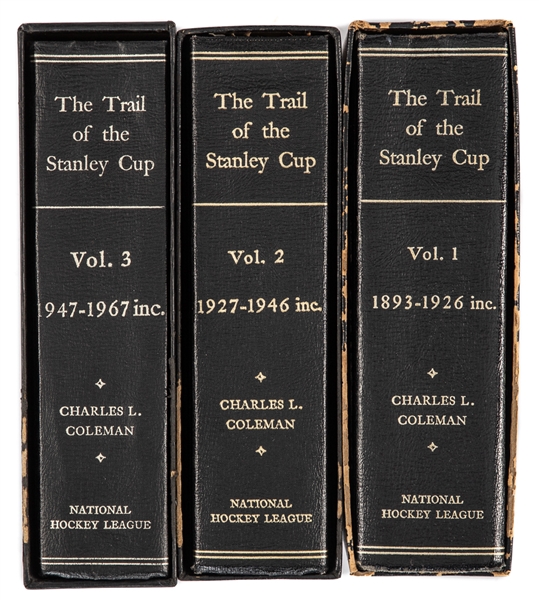 Bill Fitsells "The Trail of the Stanley Cup" Leather-Bound Three-Volume Book Set From His Personal Collection 