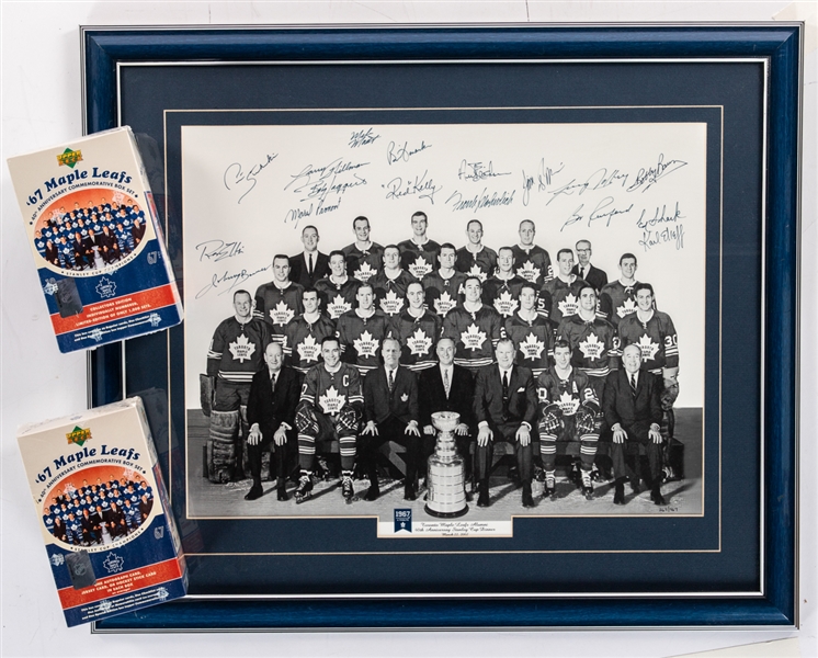 Toronto Maple Leafs 1967 Stanley Cup Champions "40th Anniversary Dinner" Team-Signed Limited-Edition Display Plus Upper Deck 67 Maple Leafs Commemorative Boxed Sets (2)