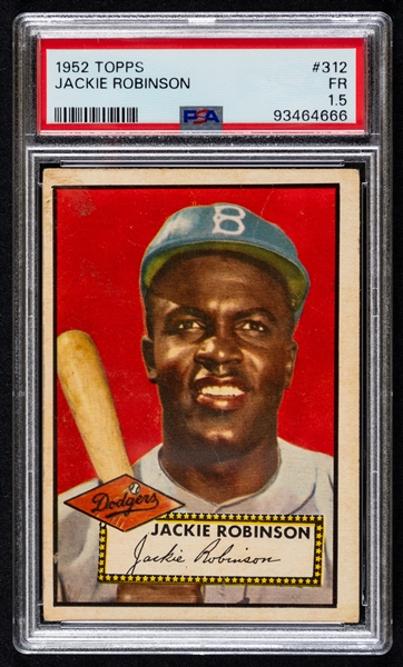 1952 Topps Baseball Card #312 HOFer Jackie Robinson - Graded PSA 1.5