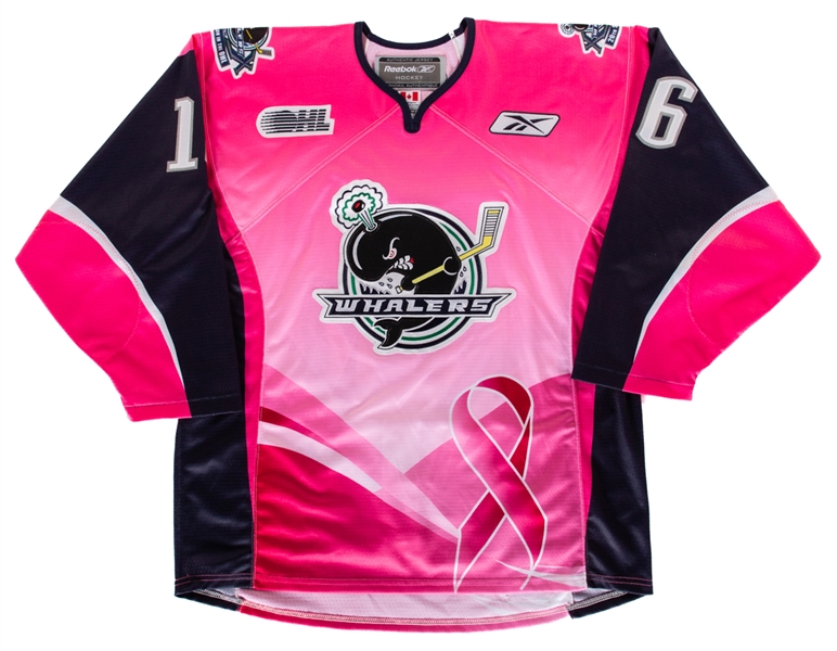 Garrett Meurs 2009-10 OHL Plymouth Whalers "Pink in the Rink" Breast Cancer Awareness Game-Worn Jersey