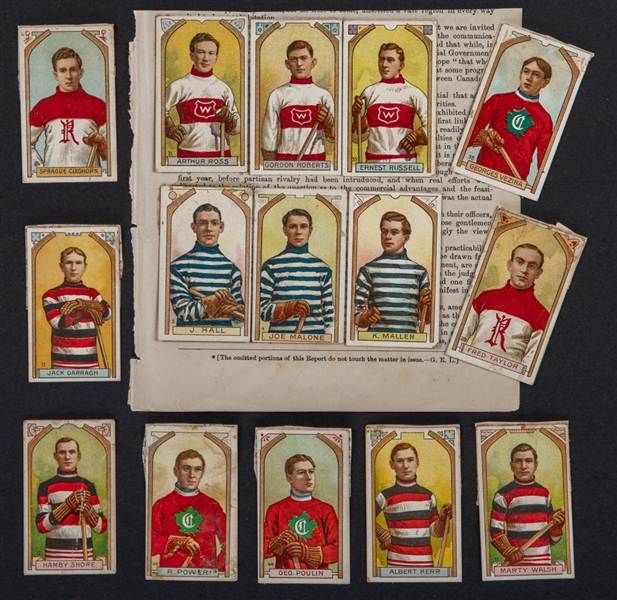 1911-12 C55 Imperial Tobacco Hockey Cards (15) Including HOFers #38 Georges Vezina Rookie, #20 Fred Taylor, #4 Joe Malone Rookie and #31 Art Ross