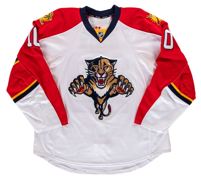 David Booth’s 2014-15 Florida Panthers Game Worn Pre-Season Jersey - Team Repairs!