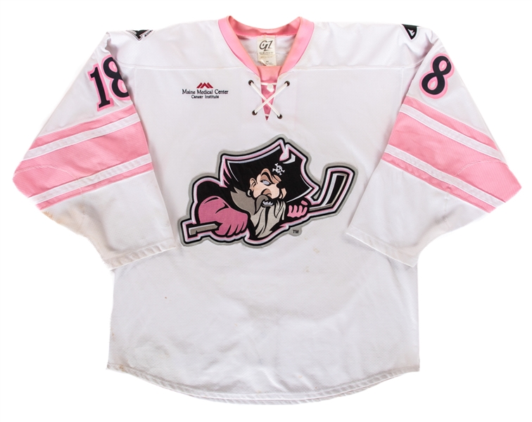 Jordan Martinook’s 2012-13 AHL Portland Pirates "Pink in the Rink" Breast Cancer Awareness Night Game-Worn Jersey with Team COA