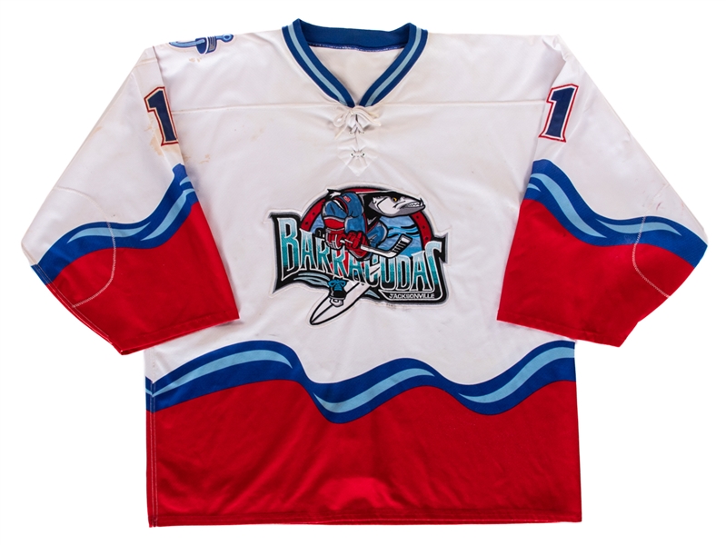 Nate Ziemskis 2003-04 WHA2 Jacksonville Barracudas Inaugural Season Game-Worn Jersey with LOA - Championship Season!