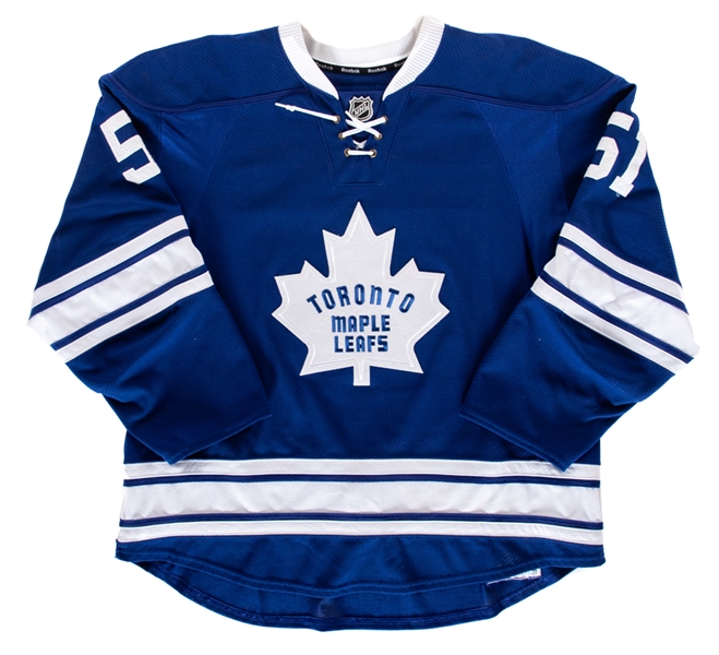 Jake Gardiners 2011-12 Toronto Maple Leafs Game-Worn Rookie Season Third Jersey with Team COA - Photo-Matched!