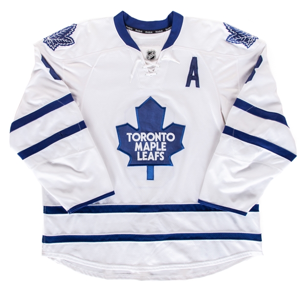 Mike Komisareks 2011-12 Toronto Maple Leafs Game-Worn Alternate Captains Jersey with Team COA - Photo-Matched!