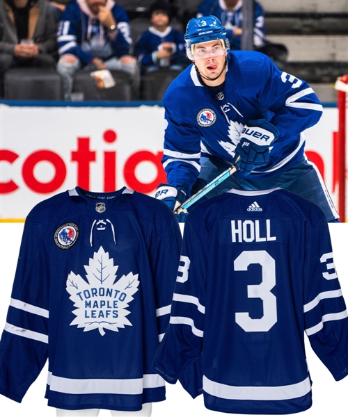 Justin Holls 2019-20 Toronto Maple Leafs "Hall of Fame Game" Game-Worn Rookie Season Jersey with Team LOA - Nice Game Wear! - Hall of Fame Patch! - Photo-Matched!