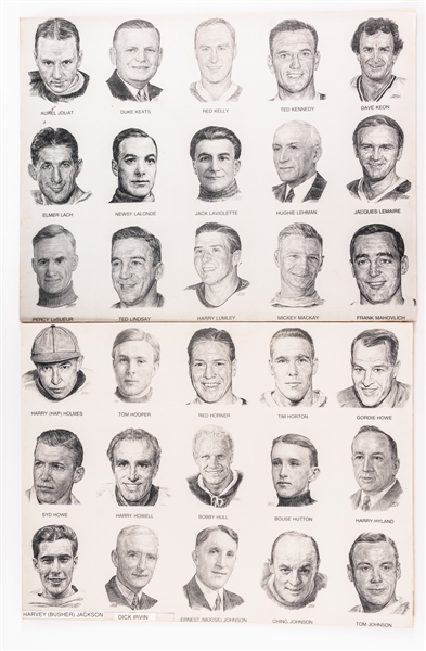 Vintage Hockey Hall of Fame Members Portraits Display Boards (2) (Each 23" x 30")