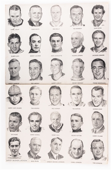 Vintage Hockey Hall of Fame Members Portraits Display Boards (2) (Each 23" x 30")