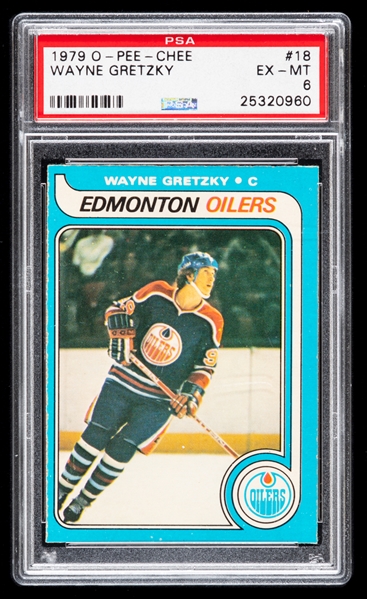 1979-80 O-Pee-Chee Hockey Card #18 HOFer Wayne Gretzky Rookie - Graded PSA 6