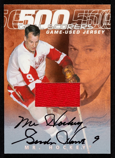 2001-02 BAP Ultimate Memorabilia 2nd Edition 500 Goal Scorers Game-Used Jersey Signed Hockey Card of HOFer Gordie Howe