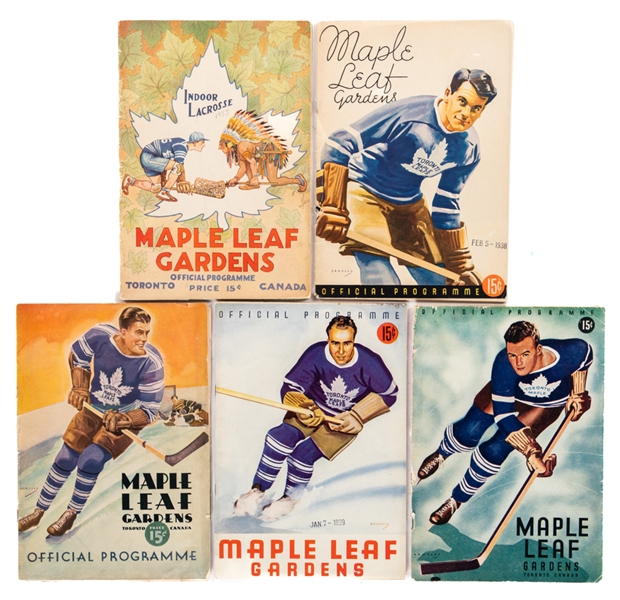 1930s Maple Leaf Gardens Leafs Program Collection of 5 including Longest Overtime Playoff Game in Leafs History!