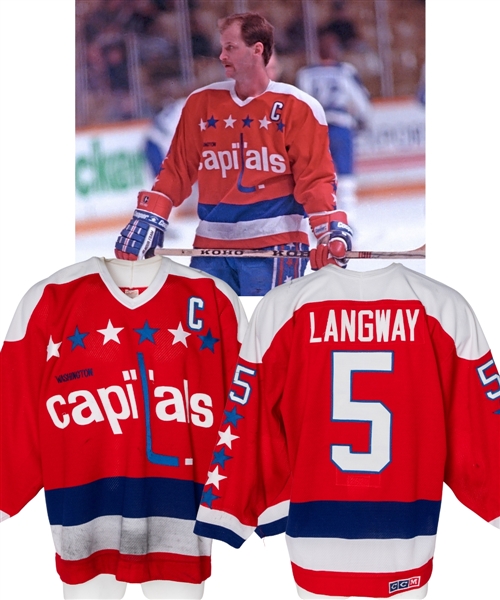 Rod Langways 1987-88 Washington Capitals Game-Worn Captains Jersey - Nice Game Wear!