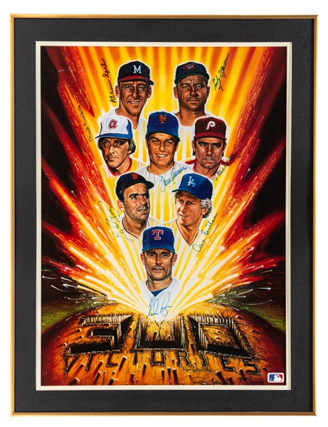 MLB "300 Win Club" Multi-Signed Ron Lewis Framed Limited-Edition Poster (700/1000) and Multi-Signed Ball Both Including Ryan, Wynn, Niekro, Spahn, Carlton, Seaver, Sutton and Perry - JSA Auction LOA