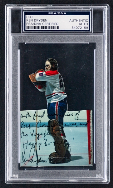 HOFer Ken Dryden Signed Trimmed HOF Postcard Cut - PSA/DNA Certified