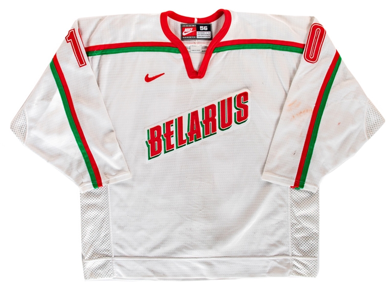 Viktor Karachuns Late-1990s Team Belarus Signed Game-Worn Jersey 