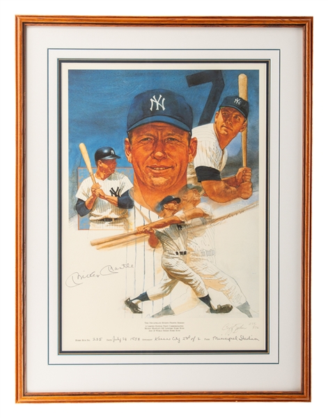 Deceased HOFer Mickey Mantle Signed 1986 Decathlon Sports Prints Series Limited-Edition Framed Print #235/536 with JSA Auction LOA (23 1/2" x 30 1/2")