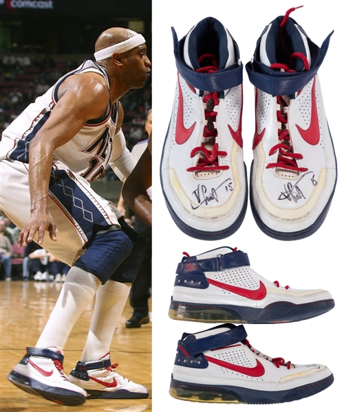 Vince Carters 2007-08 New Jersey Nets Signed Game-Worn Nike Shox Spotlight Shoes from The Personal Collection of Marc Jackson with His Signed LOA Plus JSA Auction LOA