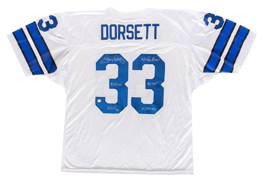 Tony Dorsett Signed Dallas Cowboys Jersey with JSA Auction LOA - Multiple Annotations