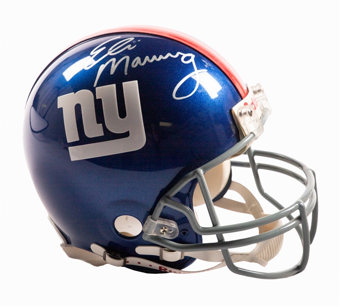 Eli Manning Signed New York Jets Full-Size Riddell Authentic Pro Model Helmet from Mounted Memories