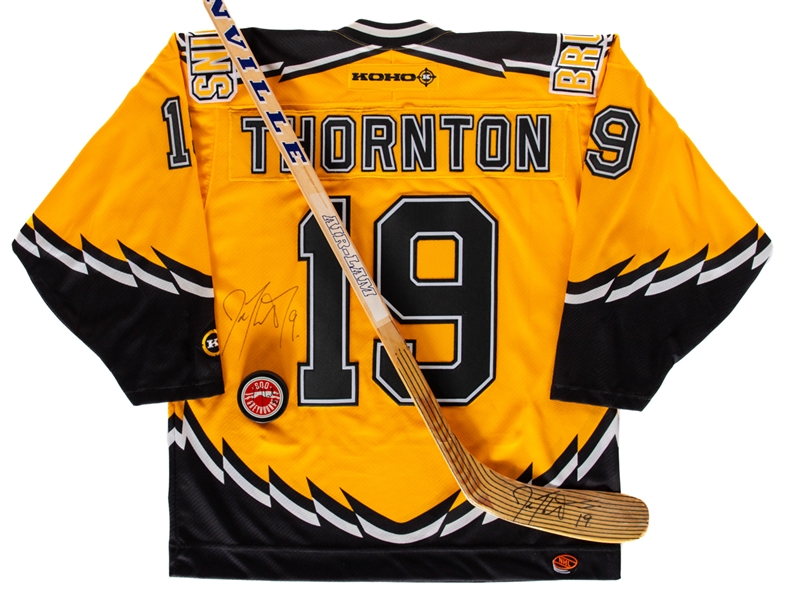 Joe Thornton Signed Boston Bruins Jersey Plus Signed Stick and Puck with JSA Auction LOA