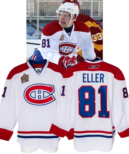 Lars Ellers 2011 NHL Heritage Classic Montreal Canadiens Signed Game-Worn First Period Jersey with Team LOA 