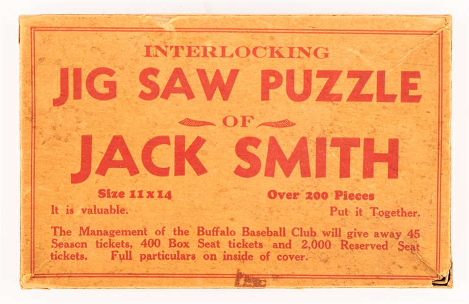 1933 International League Buffalo Baseball Club Jack Smith Jigsaw Puzzle in Original Box