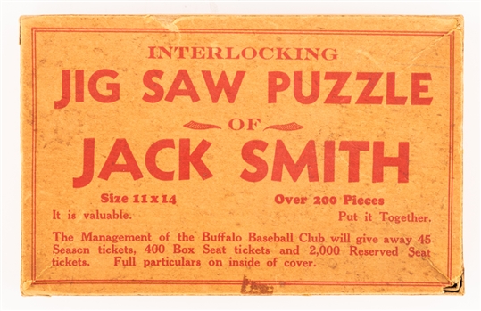 1933 International League Buffalo Baseball Club Jack Smith Jigsaw Puzzle in Original Box