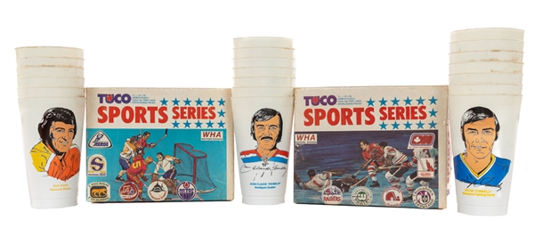 1973-74 7-Eleven WHA Slurpee Cups Complete Set (20) Plus 1972-73 Tuco First Season WHA Eastern and Western Division Puzzles in the Original Boxes (2)