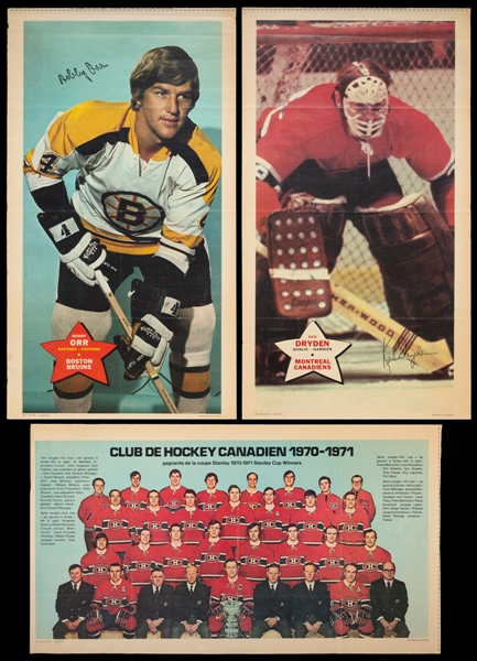 1971-72 O-Pee-Chee NHL Hockey Poster Complete Set of 24 Including Bobby Orr, Ken Dryden, Guy Lafleur and Phil Esposito