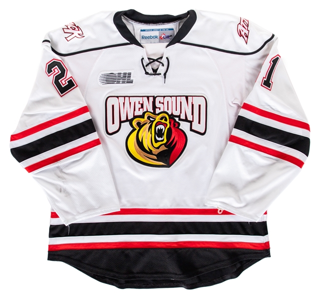 Gilbert Gabor’s 2013-14 OHL Owen Sound Attack Game-Worn Jersey with Team LOA