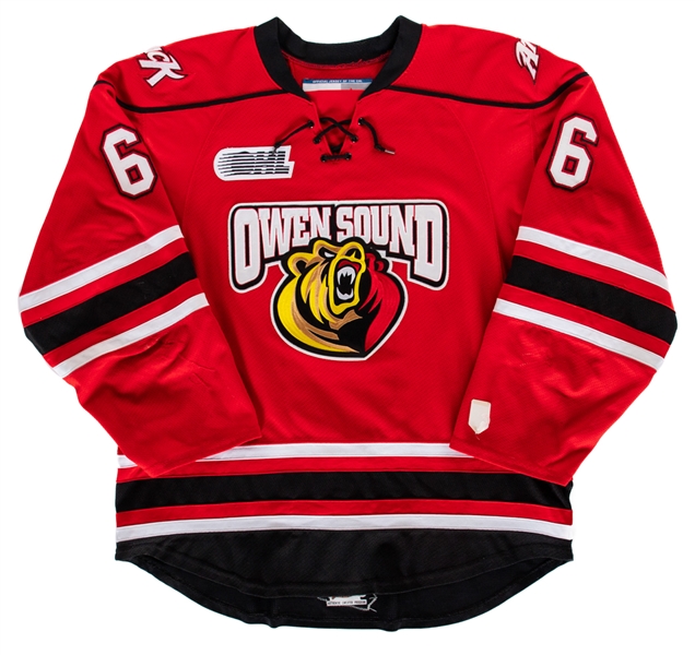 Brayden Rose’s 2013-14 OHL Owen Sound Attack Game-Worn Jersey with Team LOA