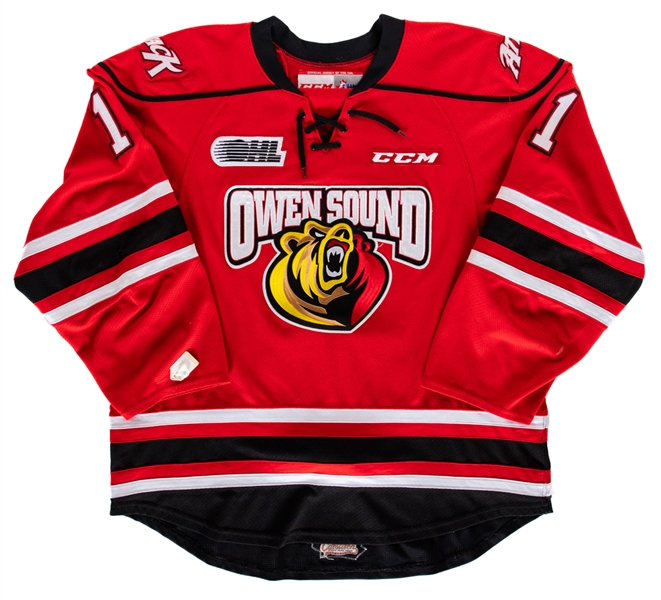 Liam Dundas 2015-16 OHL Owen Sound Attack Game-Worn Jersey with Team LOA 